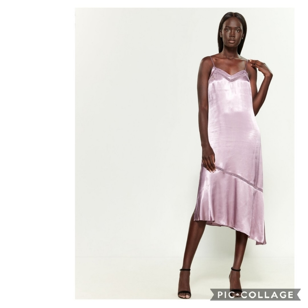 NEW 1.STATE Spaghetti Strap Satin Midi Slip Dress